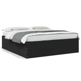 Estructura de cama madera de ingeniería negra 180x200 cm de vidaXL, Camas y somieres - Ref: Foro24-3280903, Precio: 153,99 €,...