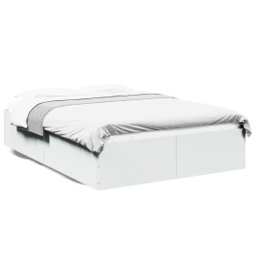 Estructura de cama madera de ingeniería blanca 140x190 cm de vidaXL, Camas y somieres - Ref: Foro24-3281028, Precio: 119,03 €...