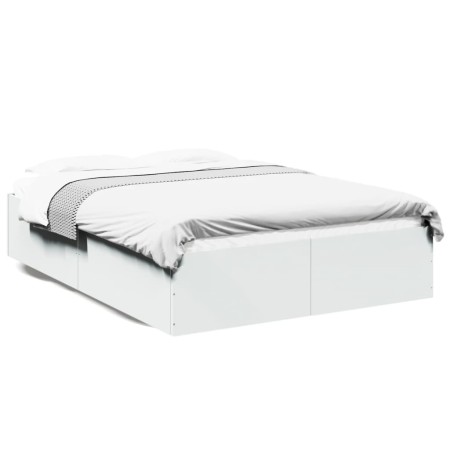 White engineered wood bed frame 140x190 cm by vidaXL, Beds and slatted bases - Ref: Foro24-3281028, Price: 118,86 €, Discount: %