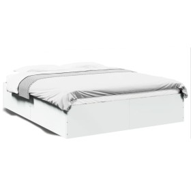 Estructura de cama madera de ingeniería blanca 160x200 cm de vidaXL, Camas y somieres - Ref: Foro24-3281000, Precio: 127,99 €...