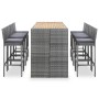 9-piece garden bar furniture set made of synthetic rattan and acacia wood in gray color. by vidaXL, Garden sets - Ref: Foro24...