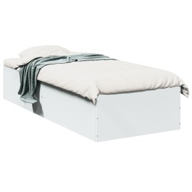 White engineered wood bed frame 90x190 cm by vidaXL, Beds and slatted bases - Ref: Foro24-3281063, Price: 90,87 €, Discount: %