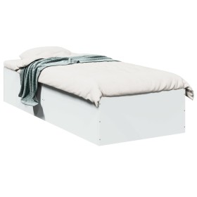 White engineered wood bed frame 90x200 cm by vidaXL, Beds and slatted bases - Ref: Foro24-3281056, Price: 92,99 €, Discount: %