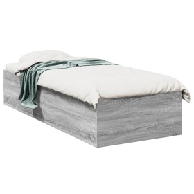 Sonoma gray engineered wood bed frame 90x190 cm by vidaXL, Beds and slatted bases - Ref: Foro24-3281068, Price: 89,99 €, Disc...