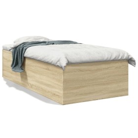 Sonoma oak engineered wood bed frame 75x190 cm by vidaXL, Beds and slatted bases - Ref: Foro24-3280981, Price: 96,99 €, Disco...