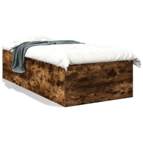 Estructura de cama madera de ingeniería roble humo 75x190 cm de vidaXL, Camas y somieres - Ref: Foro24-3280983, Precio: 96,99...