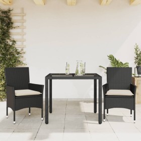 Garden dining set 3 pieces with black glass synthetic rattan cushions by vidaXL, Garden sets - Ref: Foro24-3278537, Price: 23...