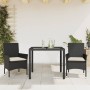 Set comedor jardín 3 pzas cojines ratán sintético vidrio negro de vidaXL, Conjuntos de jardín - Ref: Foro24-3278537, Precio: ...