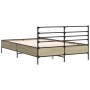 Sonoma oak metal engineered wood bed frame 120x200 cm by vidaXL, Beds and slatted bases - Ref: Foro24-3280038, Price: 137,56 ...