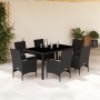 Garden dining set 7 pieces with black glass synthetic rattan cushions by vidaXL, Garden sets - Ref: Foro24-3278540, Price: 54...