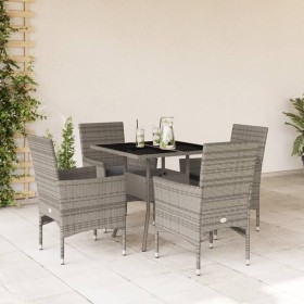 Garden dining set 5 pieces and gray glass synthetic rattan cushions by vidaXL, Garden sets - Ref: Foro24-3278606, Price: 321,...