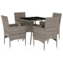 Set comedor jardín 5 pzas y cojines ratán sintético vidrio gris de vidaXL, Conjuntos de jardín - Ref: Foro24-3278606, Precio:...