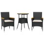 3-piece garden dining set with black acacia PE rattan cushions by vidaXL, Garden sets - Ref: Foro24-3278717, Price: 189,85 €,...