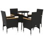 Set comedor jardín 5 pzas cojines ratán sintético vidrio negro de vidaXL, Conjuntos de jardín - Ref: Foro24-3278722, Precio: ...