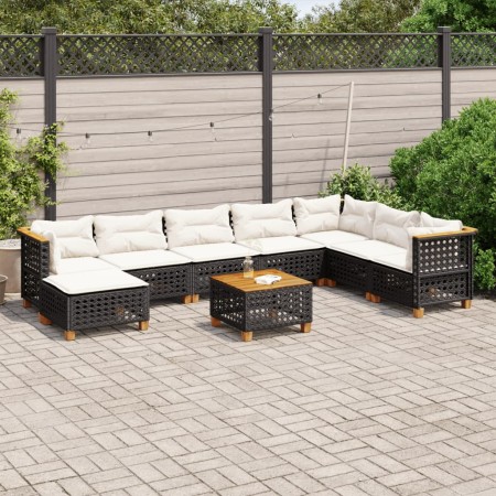 Set de sofás de jardín 8 piezas y cojines ratán sintético negro de vidaXL, Conjuntos de jardín - Ref: Foro24-3261962, Precio:...