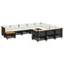 11-teiliges Gartensofa-Set und schwarze synthetische Rattankissen von vidaXL, Gartensets - Ref: Foro24-3262058, Preis: 852,12...