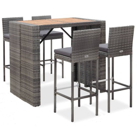 5-piece garden bar furniture set made of synthetic rattan and acacia wood in gray color. by vidaXL, Garden sets - Ref: Foro24...