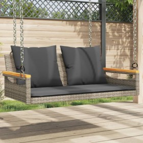 Schaukelbank mit grauen synthetischen Rattankissen 109x62x40 cm von vidaXL, Gartenbänke - Ref: Foro24-368147, Preis: 113,38 €...