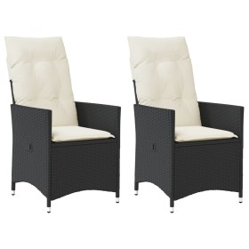 Garden recliners cushions 2 pcs black synthetic rattan by vidaXL, Garden chairs - Ref: Foro24-365645, Price: 235,72 €, Discou...