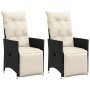 Garden recliners cushions 2 pcs black synthetic rattan by vidaXL, Garden chairs - Ref: Foro24-365666, Price: 205,23 €, Discou...