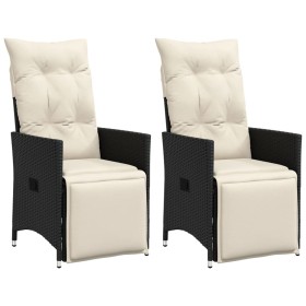 Garden recliners cushions 2 pcs black synthetic rattan by vidaXL, Garden chairs - Ref: Foro24-365666, Price: 205,99 €, Discou...