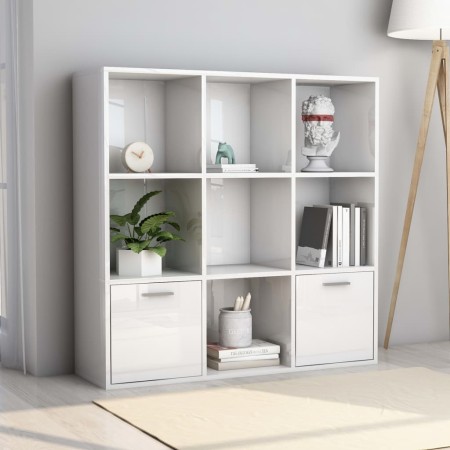 Glossy white plywood shelf 98x30x98 cm by vidaXL, Bookcases and shelves - Ref: Foro24-801122, Price: 92,36 €, Discount: %