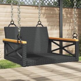 Schwarze Schaukelbank aus synthetischem Rattan, 63 x 62 x 40 cm von vidaXL, Gartenbänke - Ref: Foro24-368170, Preis: 65,91 €,...