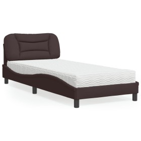 Cama con colchón tela marrón oscuro 90x190 cm de vidaXL, Camas y somieres - Ref: Foro24-3208502, Precio: 273,18 €, Descuento: %