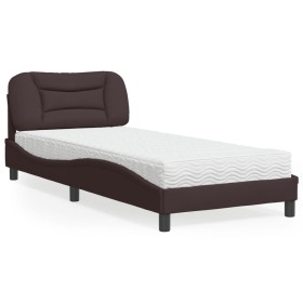 Bed with dark brown fabric mattress 90x200 cm by vidaXL, Beds and slatted bases - Ref: Foro24-3208509, Price: 277,99 €, Disco...