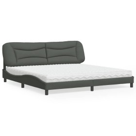 Cama con colchón tela gris oscuro 200x200 cm de vidaXL, Camas y somieres - Ref: Foro24-3208556, Precio: 506,99 €, Descuento: %