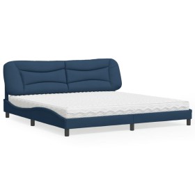 Bett mit blauer Stoffmatratze 200x200 cm von vidaXL, Betten und Lattenroste - Ref: Foro24-3208561, Preis: 506,99 €, Rabatt: %