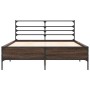 Estructura cama madera ingeniería metal marrón roble 140x200 cm de vidaXL, Camas y somieres - Ref: Foro24-3280046, Precio: 15...