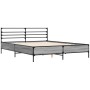 Estructura cama madera ingeniería metal gris Sonoma 150x200 cm de vidaXL, Camas y somieres - Ref: Foro24-3280050, Precio: 154...