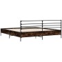 Engineered wood bed frame metal smoked oak 180x200cm by vidaXL, Beds and slatted bases - Ref: Foro24-3280059, Price: 161,45 €...