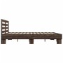 Oak brown metal engineered wood bed frame 200x200 cm by vidaXL, Beds and slatted bases - Ref: Foro24-3280086, Price: 178,52 €...