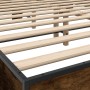 Engineered wood bed frame metal smoked oak 150x200cm by vidaXL, Beds and slatted bases - Ref: Foro24-3280099, Price: 161,31 €...