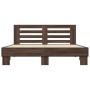 Oak brown metal engineered wood bed frame 150x200 cm by vidaXL, Beds and slatted bases - Ref: Foro24-3280101, Price: 162,08 €...