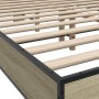 Sonoma oak metal engineered wood bed frame 140x200 cm by vidaXL, Beds and slatted bases - Ref: Foro24-3280103, Price: 154,23 ...