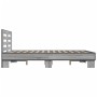 Estructura cama madera ingeniería metal gris Sonoma 140x190 cm de vidaXL, Camas y somieres - Ref: Foro24-3280115, Precio: 155...