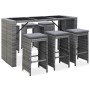 Garden bar table and chairs 7 pieces with gray synthetic rattan cushions by vidaXL, Garden sets - Ref: Foro24-49561, Price: 3...