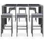 Garden bar table and chairs 7 pieces with gray synthetic rattan cushions by vidaXL, Garden sets - Ref: Foro24-49561, Price: 3...