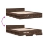 Oak brown engineered wood bed with drawers 140x200 cm by vidaXL, Beds and slatted bases - Ref: Foro24-3280754, Price: 199,50 ...