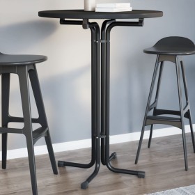 Mesa alta de comedor madera ingeniería y acero negro Ø80x110 cm de vidaXL, Mesas de cocina y de comedor - Ref: Foro24-4008305...