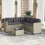 L-förmiges Gartensofa mit Tisch und hellgrauen PE-Rattankissen von vidaXL, Gartensets - Ref: Foro24-369044, Preis: 339,68 €, ...