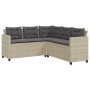 L-förmiges Gartensofa mit Tisch und hellgrauen PE-Rattankissen von vidaXL, Gartensets - Ref: Foro24-369044, Preis: 339,68 €, ...