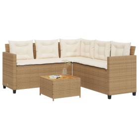 L-shaped garden sofa with beige PE rattan table and cushions by vidaXL, Garden sets - Ref: Foro24-369050, Price: 400,99 €, Di...