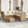 L-förmiges Gartensofa mit beigem PE-Rattantisch und Kissen von vidaXL, Gartensets - Ref: Foro24-369050, Preis: 400,34 €, Raba...