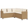 L-förmiges Gartensofa mit beigem PE-Rattantisch und Kissen von vidaXL, Gartensets - Ref: Foro24-369050, Preis: 400,34 €, Raba...