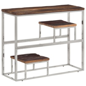 Console table stainless steel solid wood silver by vidaXL, Side tables - Ref: Foro24-350013, Price: 154,99 €, Discount: %