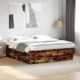 Estructura de cama madera de ingeniería roble ahumado 200x200cm de vidaXL, Camas y somieres - Ref: Foro24-3280899, Precio: 17...